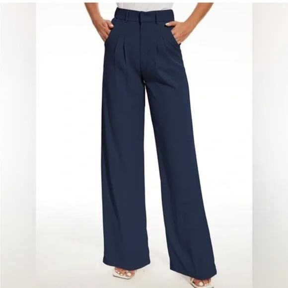 Wilfred Aritzia The Effortless Trouser Wide Leg Pants Blue 12 - Picture 1 of 9